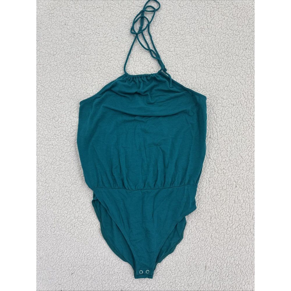 Express One Eleven Bodysuit Size Small Teal Green Halter Tie Top‎ Soft Loose